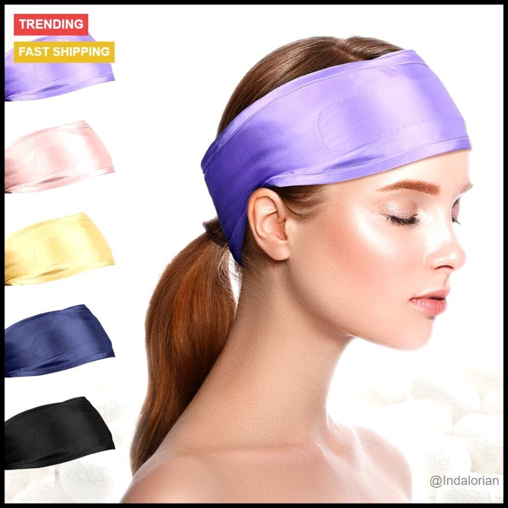 Silk Spa Headband Adjustable Ponytail Wrap for Face Washing Yoga Elegant Minimal